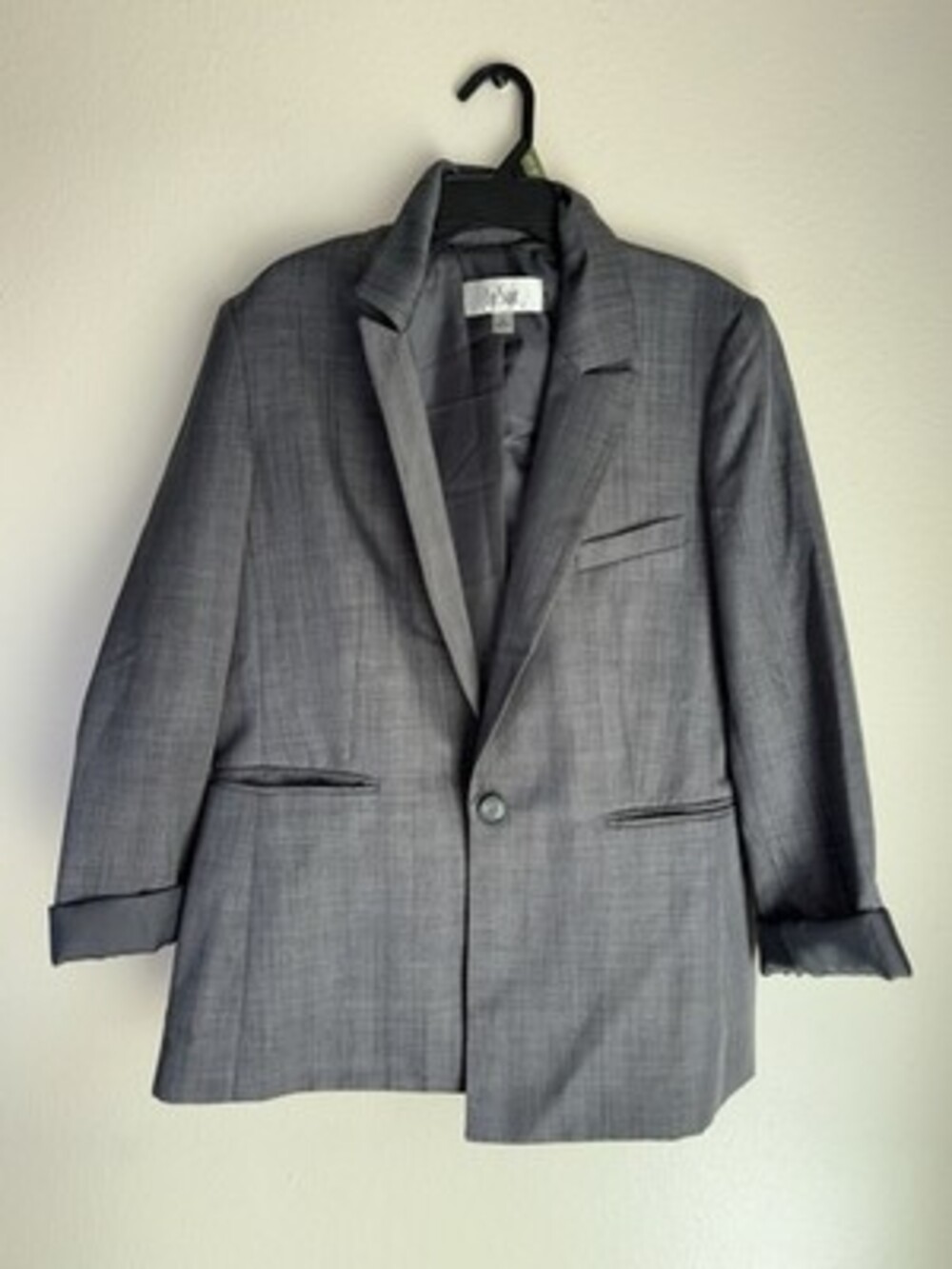 Le Suit Gray Women's Size 8 Notch Lapel Single-Breasted One-Button Blazer Jacket